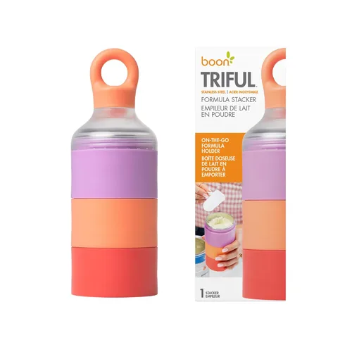 Vista 8 de Dispensador de fórmula para bebés Boon Triful para llevar - Envases de fórmula de acero inoxidable aislados con diseño apilable - Suministros