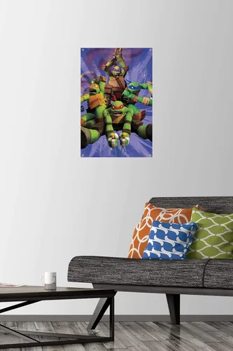 Vista 2 de Trends International Nickelodeon Teenage Mutant Ninja Turtles - Póster de pared del equipo, 14.72 x 22.37 pulgadas, paquete de póster premium y pin