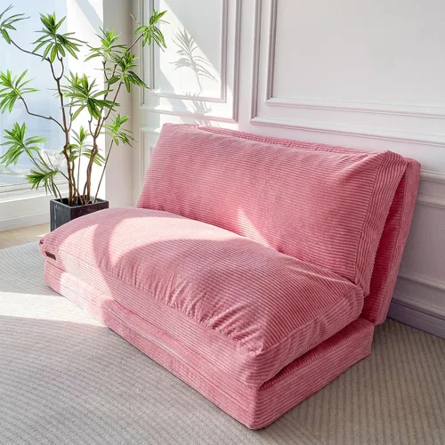 Vista 12 de MAXYOYO Sofá cama plegable, sofá de suelo, silla convertible con funda lavable, sofá de suelo, sillón, puf, cama para sala de estar, beige, 39 x 91