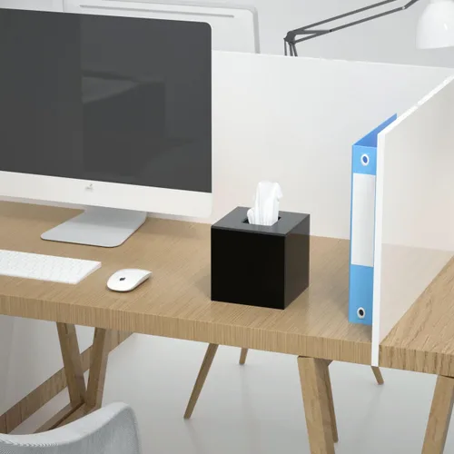 Vista 8 de FEMELI Cajas de pañuelos cuadradas de acrílico negro mate para baño