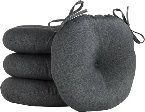 Vista 60 de Greendale Home Fashions Cojín redondo para asiento bistro de 15 pulgadas, 2 unidades (paquete de 1), Adobe Stripe