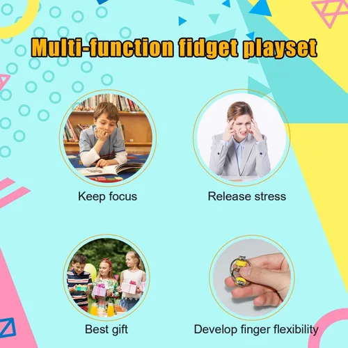 Vista 6 de Juego de 6 juguetes sensoriales para ansiedad, regalos para niños y adultos, cubo infinito, anillos magnéticos, almohadilla para juegos antiestrés