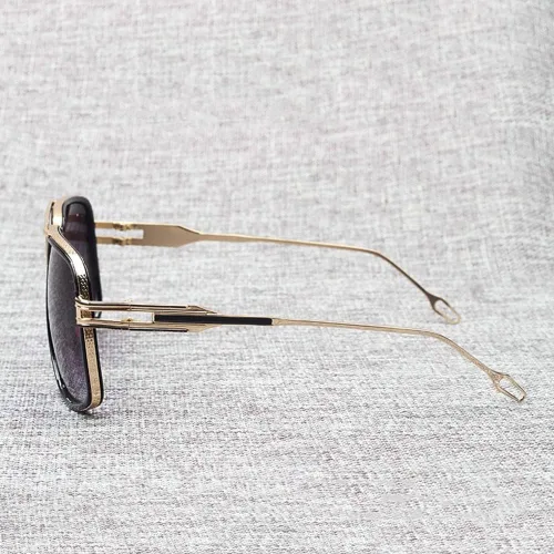 Vista 5 de Gafas de sol de aviador cuadradas de gran tamaño de diseñador con barra de metal dorada clásica para hombres y mujeres gafas UV400