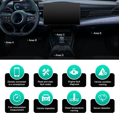 Vista 4 de Herramienta de diagnóstico OBD2 Bluetooth para automóvil, lector de código en tiempo real Plug and Play, restablecimiento y borrado del escáner
