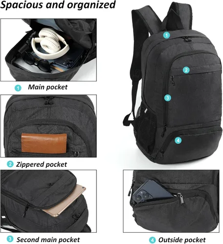 Vista 4 de TANTOMI Mochila plegable ultraligera 25L - Mochila de senderismo plegable para viajes, mochila pequeña para hombres y mujeres al aire libre - Negro