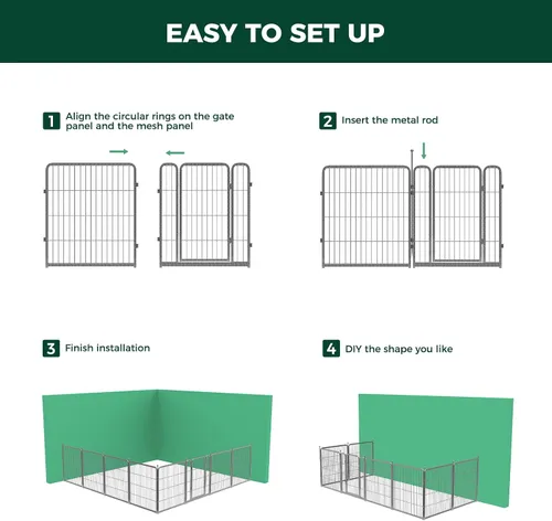 Vista 6 de FXW Aster - Corralito para perros diseñado para patio, 32 pulgadas, 16 paneles