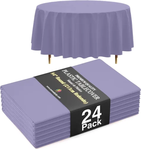 Vista 41 de Exquisite 66% Thicker Premium Aqua Round Tablecloth 0.5 Mil 6 Pack Plastic Table Cloth Disposable 84 Inch Round Plastic Tablecloth Won't Tear Easily