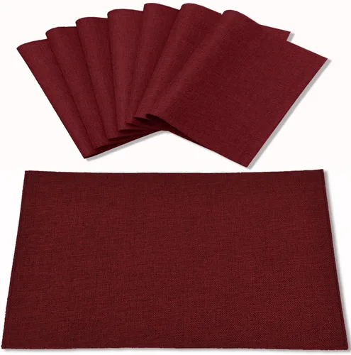 Vista 12 de Juego de 8 manteles individuales de tela tipo lino, lavables a máquina, resistentes al calor, sin arrugas, de poliéster grueso, para cocina, mesa