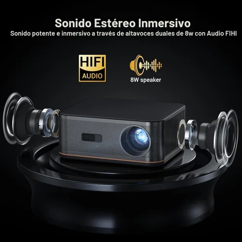 Vista 6 de Proyector de decodificación ANSI 4K 2000 con WiFi y Bluetooth, cine en casa de película HAPPRUN con enfoque automático, pantalla de 300 pulgadas