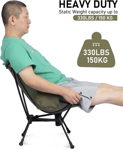 Vista 8 de WildCall Silla de camping plegable y ligera, silla de playa compacta con pies grandes que no se hunden