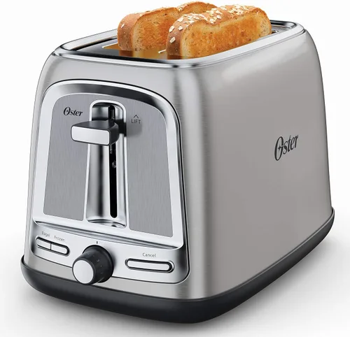 Vista 3 de Oster Abrelatas eléctrico con afilador de cuchillos + tostadora Oster de 2 rebanadas con tecnología avanzada de tostadas, acero inoxidable