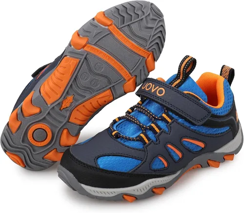 Vista 6 de UOVO Botas de senderismo resistentes al agua para niños, zapatos para caminar al aire libre, antideslizantes, al tobillo, zapatos deportivos