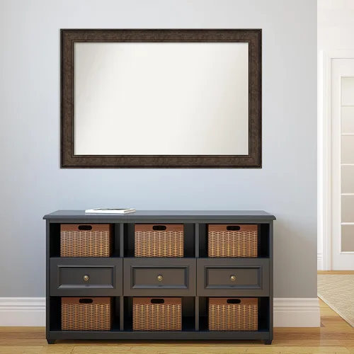 Vista 1055 de Amanti Art Espejo de pared personalizado no biselado (25 x 25 pulgadas), marco de bronce acentuado, varios tamaños personalizados, espejo de baño