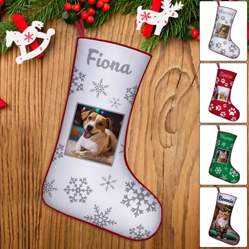 Vista 23 de Medias de Navidad de raza de perro personalizadas con texto de nombre, regalos de decoración de calcetines de Navidad personalizados para perros