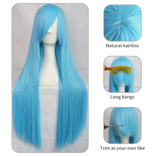 Vista 56 de anogol Vocaloid 32" 80 cm de largo recto de Cosplay peluca Pelucas Para Fiestas Halloween, Anaranjado
