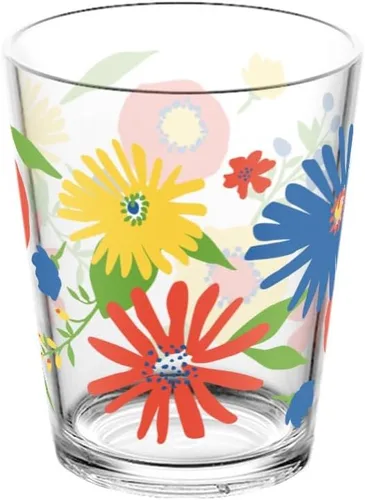 Vista 4 de [Usado] TarHong Midsummer - Juego de 8 vasos acrílicos inastillables con diseño floral y 4 vasos gigantes