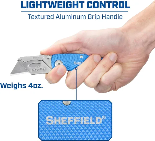 Vista 4 de Sheffield 12514 Cuchillo Utilitario Plegable Paquete de 3, Rellenos para Calcetines, Regalos para Hombres, Regalos para Papá, Hojas de Cuchillo