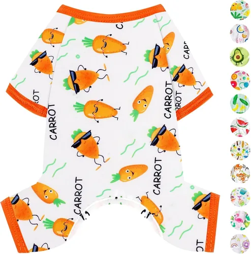 Vista 23 de Pijamas para perros de primavera y verano, ropa para perros pequeños y niñas – Niños – Perros de tamaño mediano, ropa suave y elástica para Verde