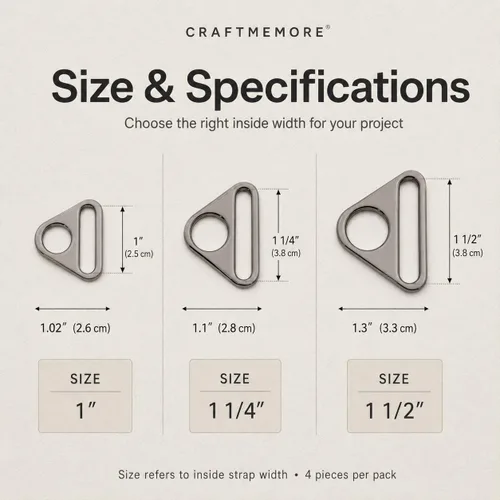 Vista 6 de CRAFTMEMORE 4 piezas de ajuste de anillos triangulares hebilla de ajuste de anillos en D para bolsa de coser correa correas SC84, Cobrizo cepillado