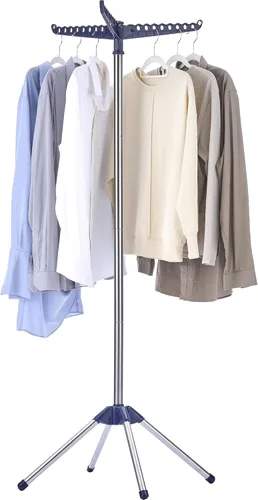 Vista 13 de CASAMAYA Tendedero plegable para ropa de 74.8 pulgadas, 2 niveles, con riel giratorio para 54 piezas de ropa, ahorro de espacio, interior, acero
