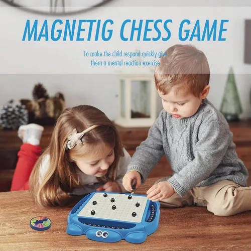 Vista 5 de Juego de ajedrez magnético, juego de mesa magnético con tablero y 40 piedras, innovador juego de rompecabezas de estrategia magnética para niños