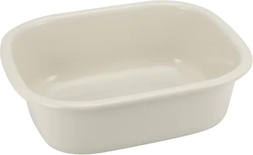 Vista 5 de MOUYAT Paquete de 4 lavabos de plástico de 13 L, caja de autobús comercial de plástico de 14 cuartos de galón, lavabo rectangular, sartenes beige