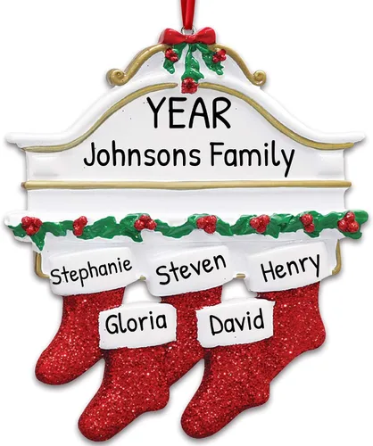 Vista 12 de Adornos de Navidad familiares personalizados – Medias de Navidad personalizadas con nombres, regalos para parejas, adornos 2024, nuestra primera