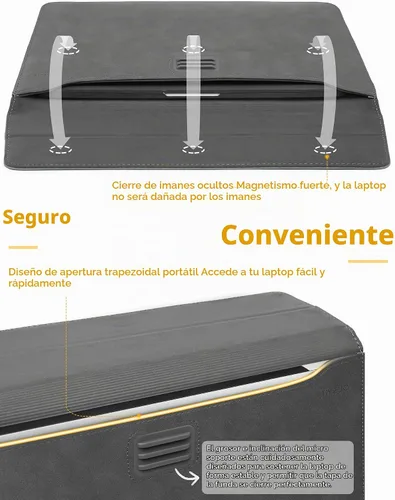 Vista 4 de HYZUO Funda para portátil de 15 pulgadas con soporte ajustable, gris Gris espacial