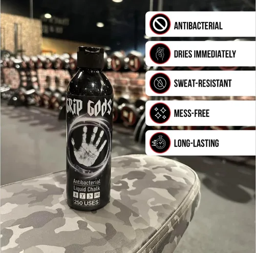 Vista 3 de Generic Grip Gods - Botella de viaje combinada de tiza líquida (1.7 fl oz) y botella de repuesto (8.5 fl oz) para levantamiento de pesas, gimnasio