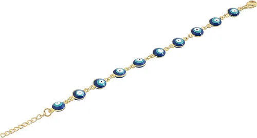 Vista 4 de Edforce Stainless Steel Pulsera de abalorios para mujer esmaltada protección contra el mal de ojo ajustable 7 pulgadas 1 pulgada extensor Esmalte