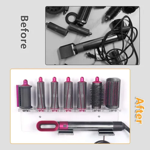 Vista 4 de Affogato - Soporte de montaje en pared compatible con accesorios Dyson Airwrap Styler, soporte de almacenamiento de acrílico compatible