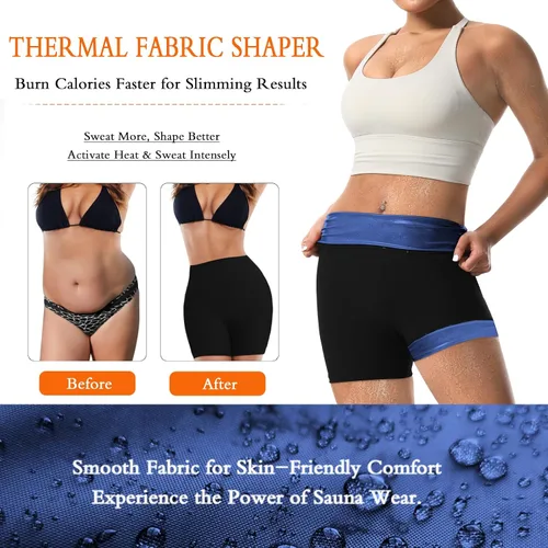 Vista 4 de JBT Sauna Sweat Shorts for Women High Waist Slimming Compression Workout Pants for Thighs and Tummy Control