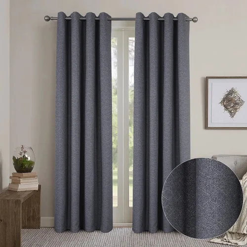 Vista 9 de always4u Cortinas geométricas de rombos suaves con aspecto de lana, 2 paneles, cortinas de lujo para tratamiento de ventanas de invierno, para sala