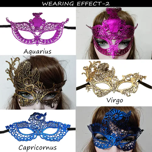 Vista 6 de 12 máscaras de encaje de constelaciones para mujer, sexy, para fiesta de baile, disfraz veneciano, 12