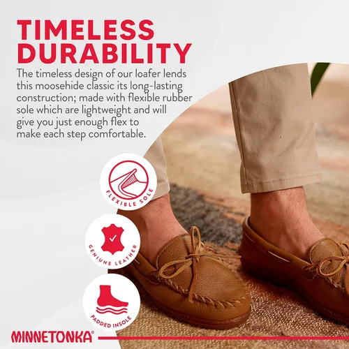 Vista 5 de Minnetonka Mocasines de cuero de piel de alce para hombre