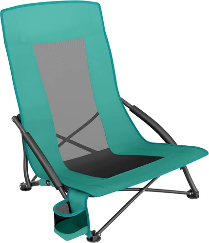 Vista 9 de SONGMICS Juego de 2 sillas de playa portátiles para adultos, carga máxima de 330 lb cada una, respaldo alto, portavasos, ligeras, resistentes