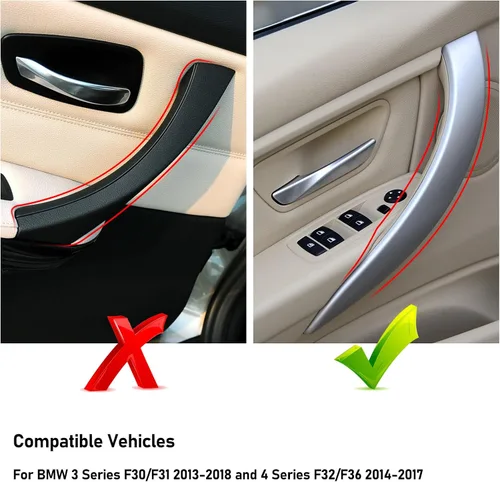 Vista 2 de TTCR-II Compatible con BMW Serie 3 F30 4 Series, 2 envolturas de manija de puerta para BMW 325i 328i 330i 335i F30/F31 2012-2018 y 428i 435i F32/F36