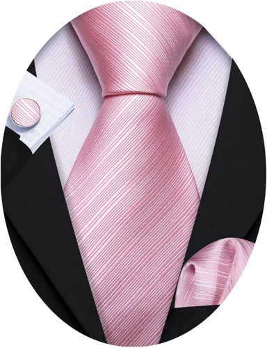 Vista 50 de Barry.Wang Juego de corbatas para hombre, corbata de seda a rayas, tejido a cuadros, gemelos formales, negocios, boda