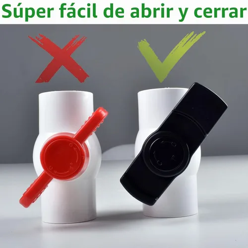 Vista 4 de (4 piezas) Válvula de bola de PVC de 1-1/2 pulgadas, enchufe de válvula de bola de PVC de cierre con mango de giro fácil mejorado para tubo SCH40