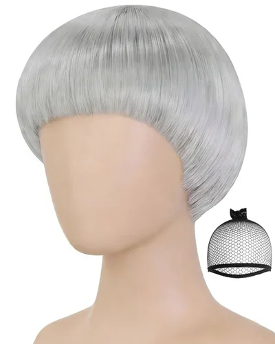 Vista 9 de ANOGOL Peluca corta negra con corte de tazón para hombre, con flequillo Negro