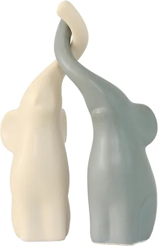 Vista 6 de Figura de estatua familiar de elefante de cerámica, mamá, papá y bebé, arte de animales, escultura de porcelana, decoración del hogar para sala