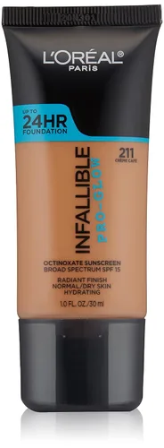 Vista 13 de L'Oreal Paris Base de maquillaje Infallible Pro-Glow hasta 24 horas, Creme Cafe, 1 onza líquida.
