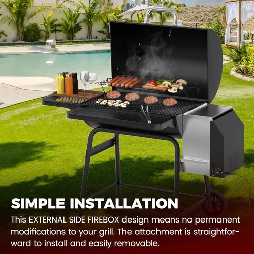 Vista 4 de Gravity Smoker Side Firebox Kit de reacondicionamiento para parrilla Char Griller, caja de fuego, barril de carbón, parte de parrilla para Master