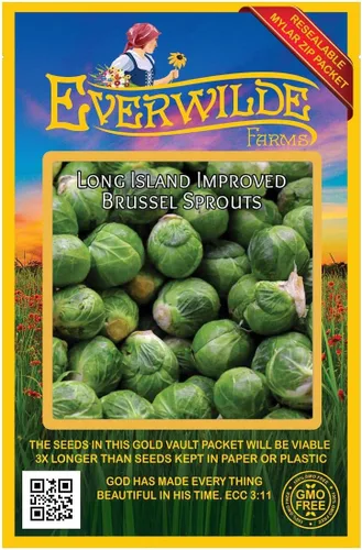Vista 5 de Everwilde Farms - Semillas de coles de Bruselas mejoradas en Long Island de 1 onza - Gold Vault