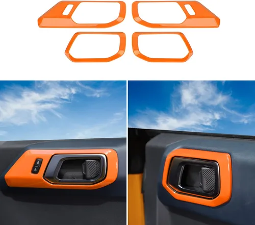 Vista 3 de RAZPOY Accesorios para Ford Bronco 2021 2022 Cubierta de manija de puerta interior Marco Adhesivo protector Decoración interior (negro)