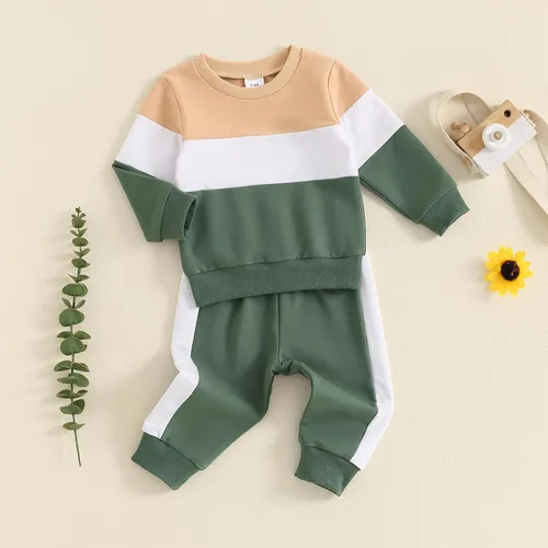 Vista 22 de Conjunto de sudadera de manga larga con cuello redondo y pantalones deportivos para bebés, ropa de invierno para bebé