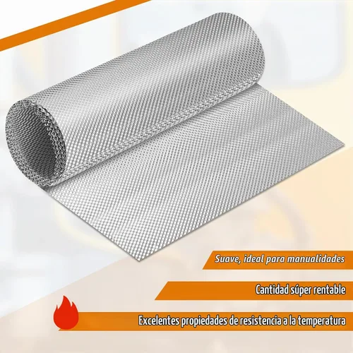 Vista 6 de Protector térmico de escape para automóvil, 15 x 93 pulgadas, material de protección térmica de aluminio en relieve con 20 bridas de metal