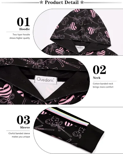 Vista 5 de Quedoris Vestido casual de manga larga con estampado de unicornio para niñas de 4 a 10 años