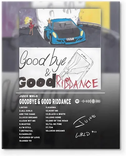 Vista 23 de Juice Wrld - Arte de Lienzo para Pared, Impresión de Póster de Portada de Álbum de Música, Póster de Rapero Cantante Arte Enmarcado, Arte de Lienzo