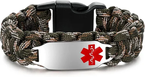 Vista 9 de Pulseras de identificación médica para mujeres y hombres personalizadas, pulseras de alerta médica con grabado personalizado gratuito para mujeres